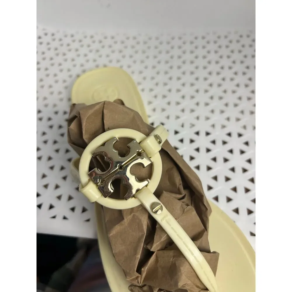 Tory Burch Mini Miller Butter Yellow Plastic Jelly Slide Thong Sandals Size 9